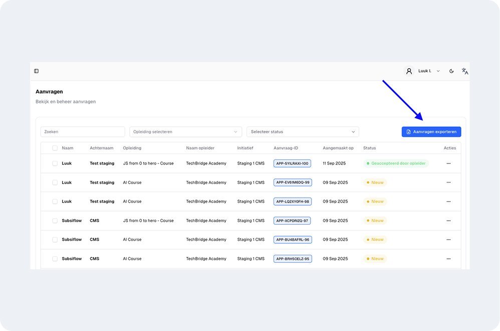 Subsiflow dashboard