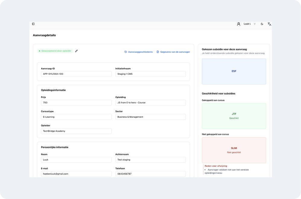 Subsiflow dashboard